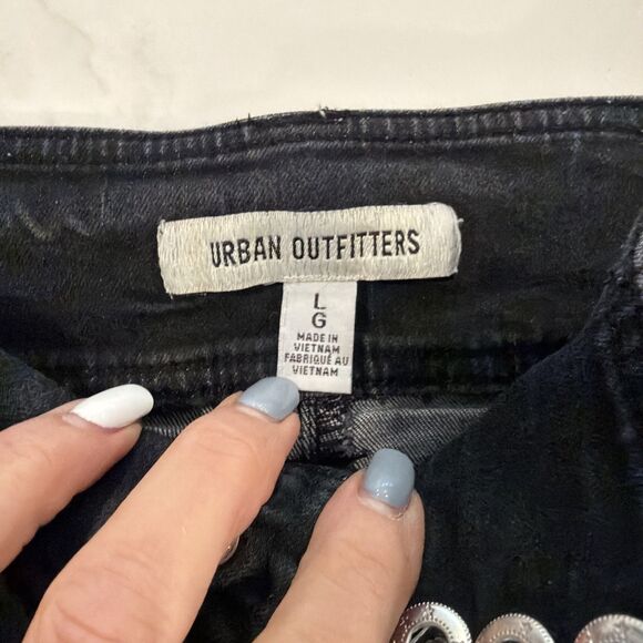 Utility Cargo Streetwear Y2K Urban Outfitters Black Denim Cargo Mini Skirt Lg - Picture 3 of 7